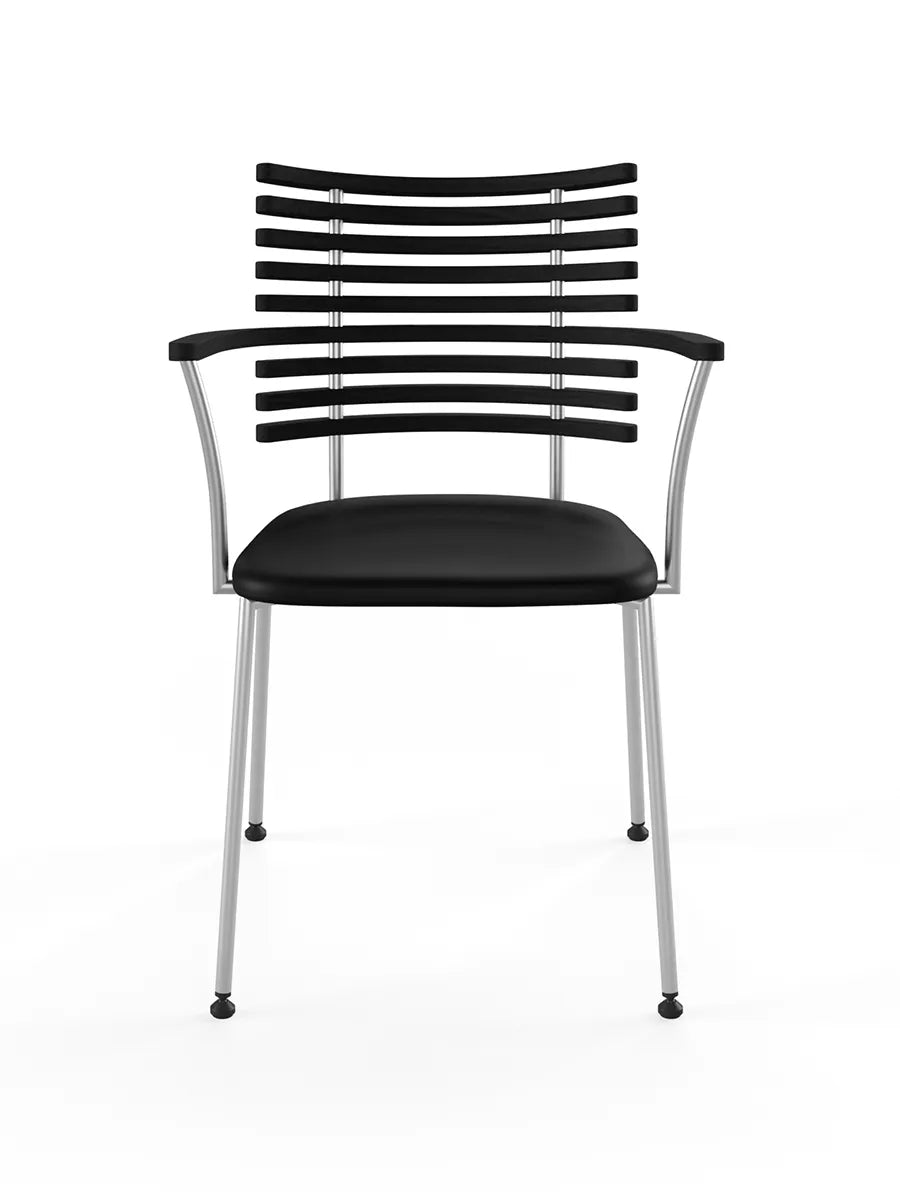 Tiger Armstol, svart läder från Naver Collection - Ask sortbejdset / Rostfri stål - Jacobsen Plus