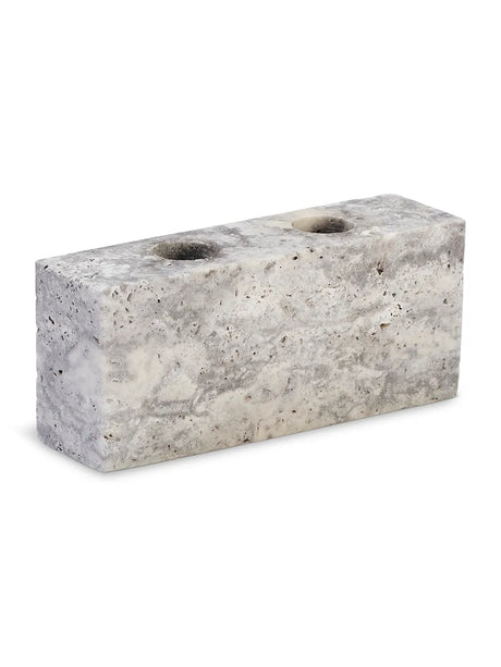 Epode Ljusstake 14 cm, travertin silver från Wabi Sabi Nordic - Jacobsen Plus