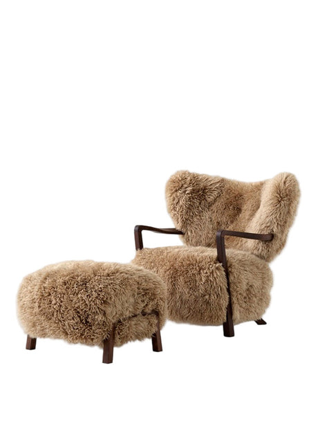 Wulff fåtölj inkl. pall - Sheepskin Honey från &Tradition - Valnöt - Jacobsen Plus