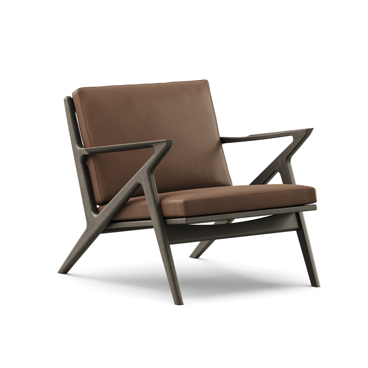 Z Chair, svartlackerad ek från DK3 - Sortlakeret eg - Brun Pelle læder - Jacobsen Plus