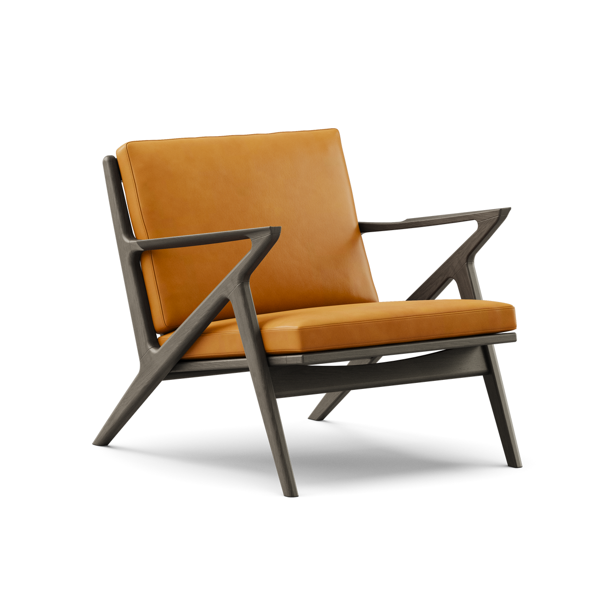 Z Chair, svartlackerad ek från DK3 - Sortlakeret eg - Cognac Pelle læder - Jacobsen Plus