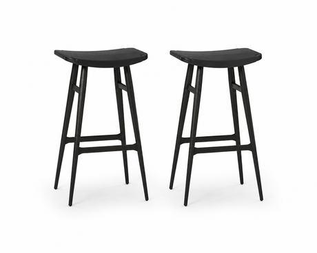 Stellar Works Freja barstolar H75 i svart ek med Ultra Black-läder - 2 st. - 1 - Jacobsen Plus
