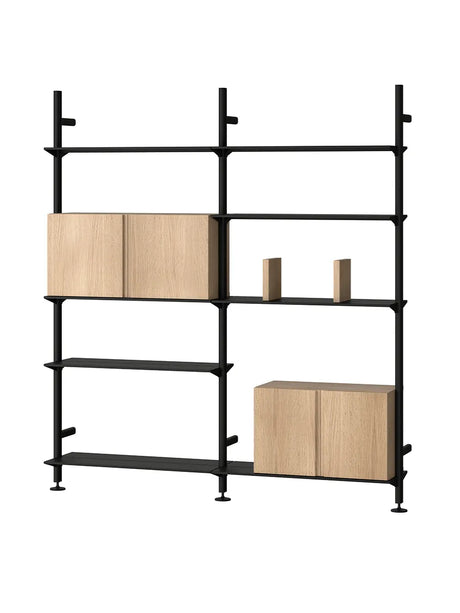 Pira G2 Golv-till-vägg-hyllsystem Bundle D från String - Svart - Valnöt - Jacobsen Plus