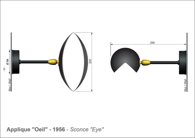 Eye Liten vägglampa av Serge Mouille - 3 - Jacobsen Plus