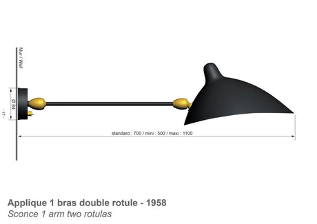 Big vägglampa med 1 arm, 2 Rotula av Serge Mouille - 2 - Jacobsen Plus