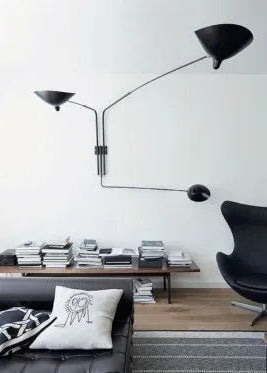 Big vägglampa med 3 roterande raka armar av Serge Mouille - 3 - Jacobsen Plus