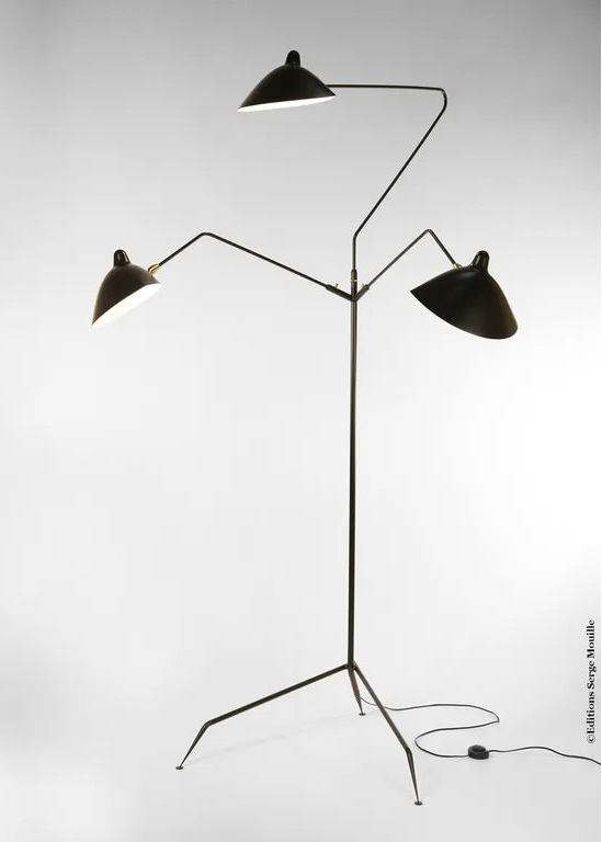 Golvlampa med 3 lamphuvuden/armar av Serge Mouille - 2 - Jacobsen Plus