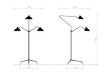 Golvlampa med 3 lamphuvuden/armar av Serge Mouille - 3 - Jacobsen Plus