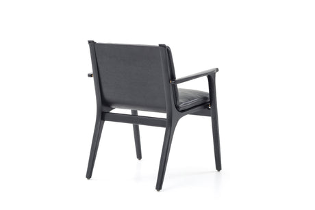 Rén Matstol med armstöd, onyx ek, dynor med svart läder - 2 - Jacobsen Plus