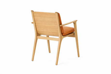 Rén Matstol med armstöd, ek, dynor med cognacsläder - 2 - Jacobsen Plus
