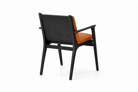 Rén matstol med armstöd, onyx ek, dynor med cognacskinn - 2 - Jacobsen Plus