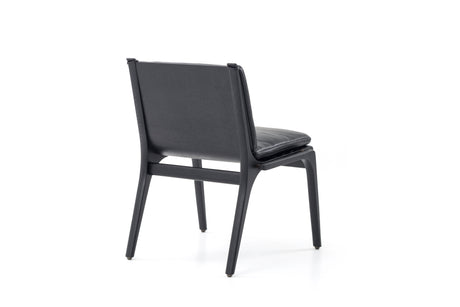 Rén Matstol, svart ek, dynor med svart läder - 2 - Jacobsen Plus