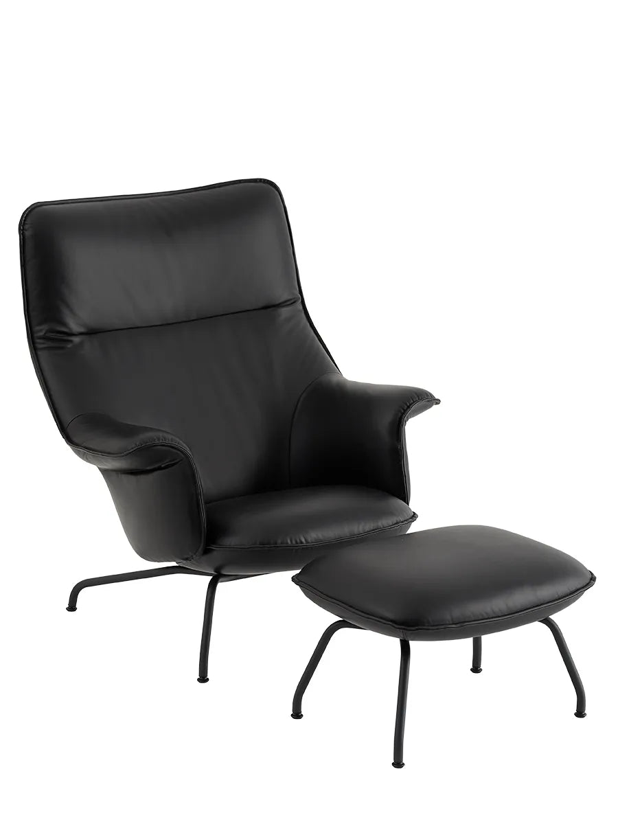 Doze Lounge Chair inkl. Fotpall, svart raffinerat läder från Muuto - 1 - Jacobsen Plus