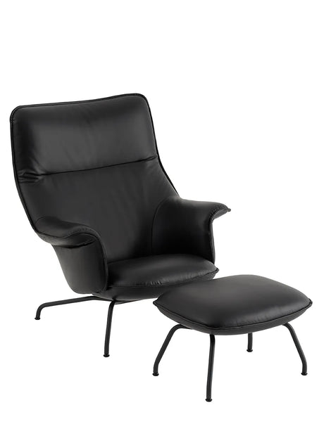 Doze Lounge Chair inkl. Fotpall, svart raffinerat läder från Muuto - Jacobsen Plus