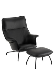 Doze Lounge Chair inkl. Fotpall, svart raffinerat läder från Muuto