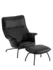 Doze Lounge Chair inkl. Fotpall, svart raffinerat läder från Muuto