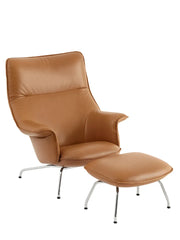 Doze Lounge Chair inkl. Fotpall, cognacsfärgat Refine-läder från Muuto