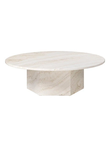 Epic soffbord Ø110 cm, travertin från GUBI - Neutral White - Jacobsen Plus