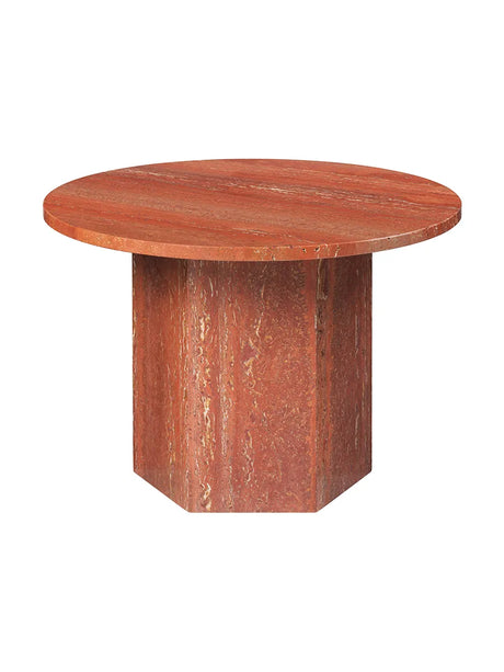 Epic soffbord Ø60 cm, travertin från GUBI - Burnt Red - Jacobsen Plus