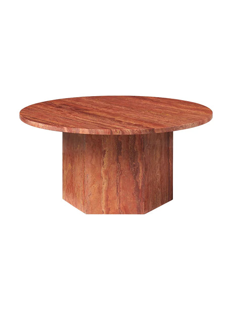 Epic soffbord Ø80 cm, travertin från GUBI - Burnt Red - Jacobsen Plus