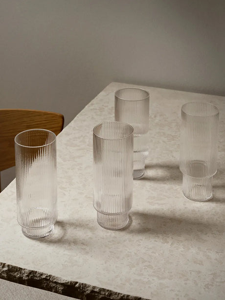 Ripple Long Drink Glas, klara, set med 4 från Ferm Living - 2 - Jacobsen Plus