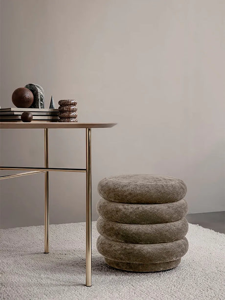 Pouf Round, blekt sammet från Ferm Living - Beige - Jacobsen Plus