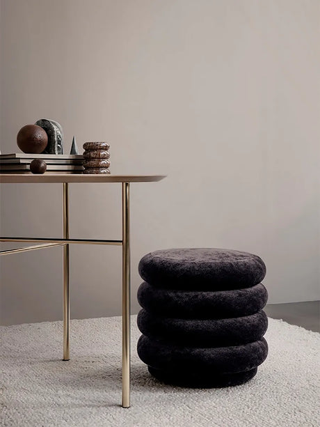 Pouf Round, blekt sammet från Ferm Living - Beige - Jacobsen Plus