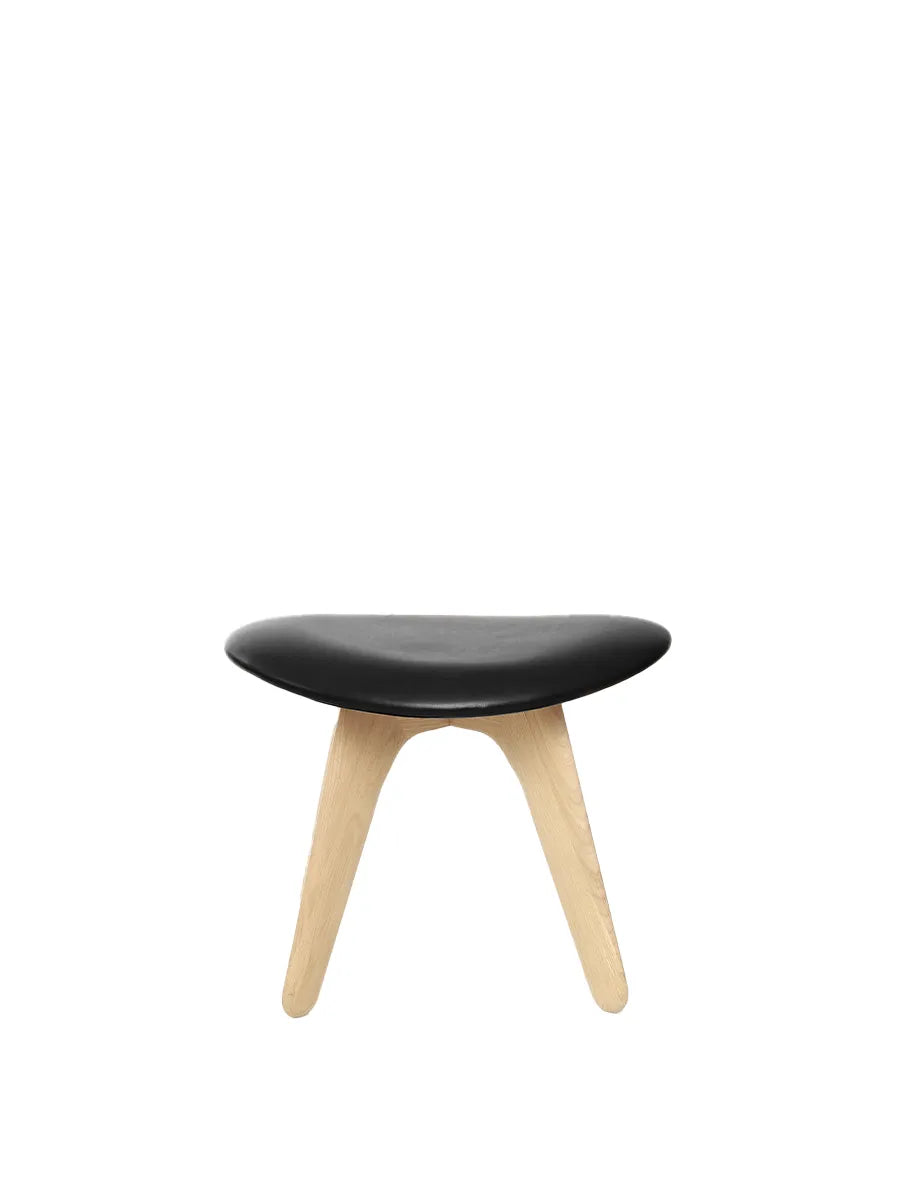 Slab fotpall från Tom Dixon - Natural Oak - Black Leather - Jacobsen Plus