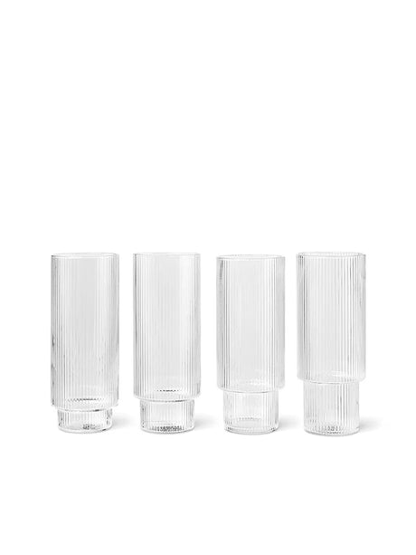 Ripple Long Drink Glas, klara, set med 4 från Ferm Living - Jacobsen Plus