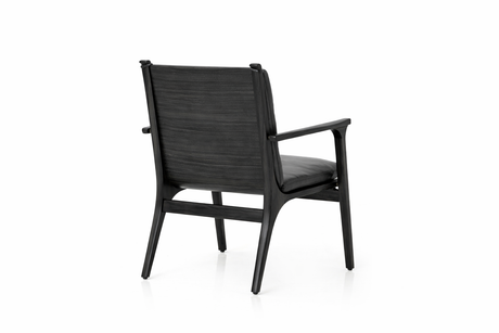 Rén loungestol, liten, svart ek, dynor med svart läder - 2 - Jacobsen Plus