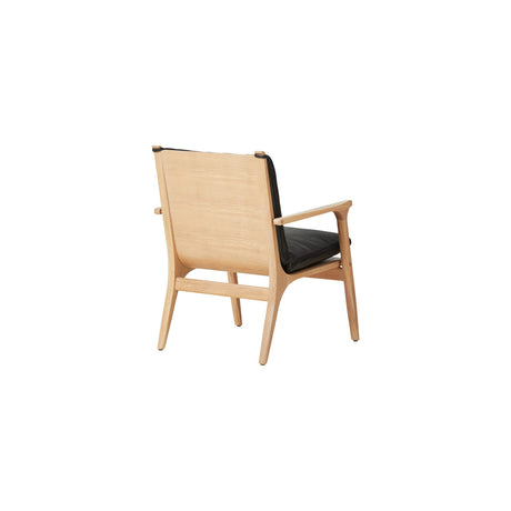 Rén loungestol, small, ek, dynor med svart läder - 2 - Jacobsen Plus