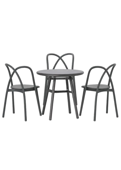 Ming caféset med 3 stolar och 1 bord, aluminium, grå från Stellar Works - Jacobsen Plus