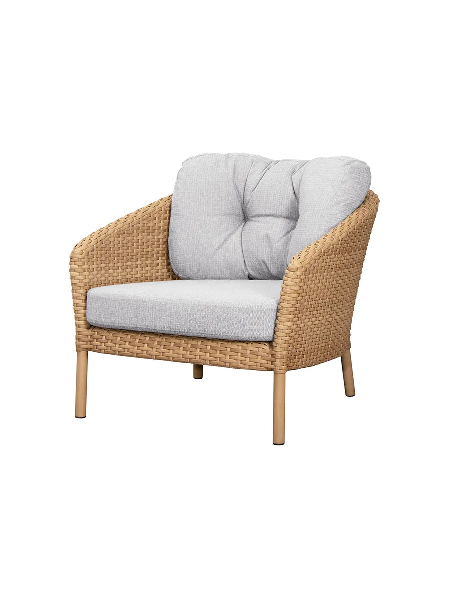Ocean Large loungefåtölj med platt flätning från Cane-line - White grey - Jacobsen Plus