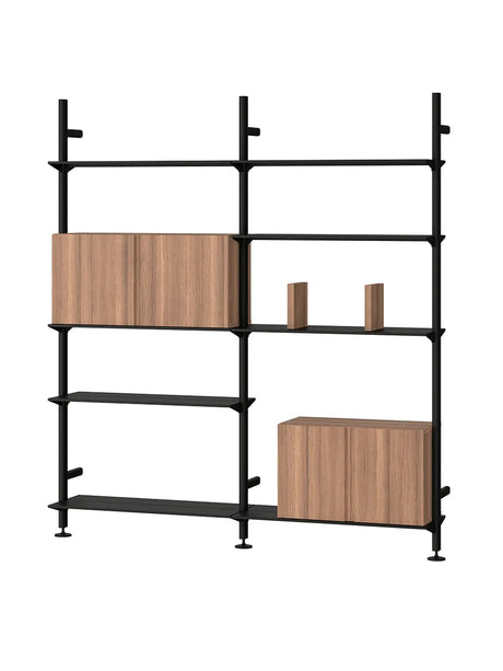 Pira G2 Golv-till-vägg-hyllsystem Bundle D från String - Svart - Valnöt - Jacobsen Plus