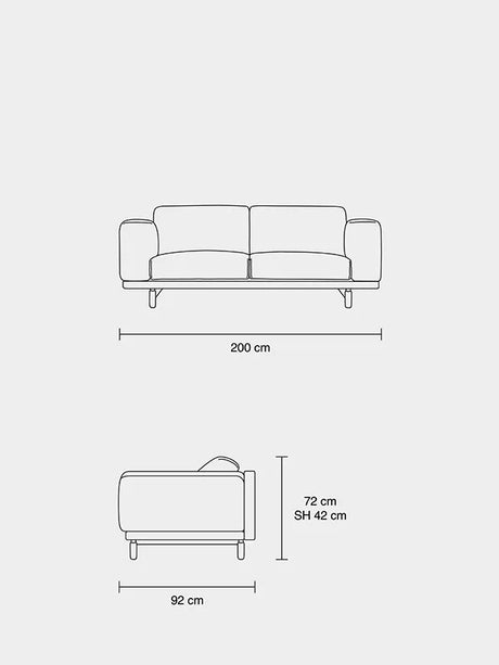 Rest 2 pers. soffa från Muuto - Dark grey - Remix 163 / Ek - Jacobsen Plus