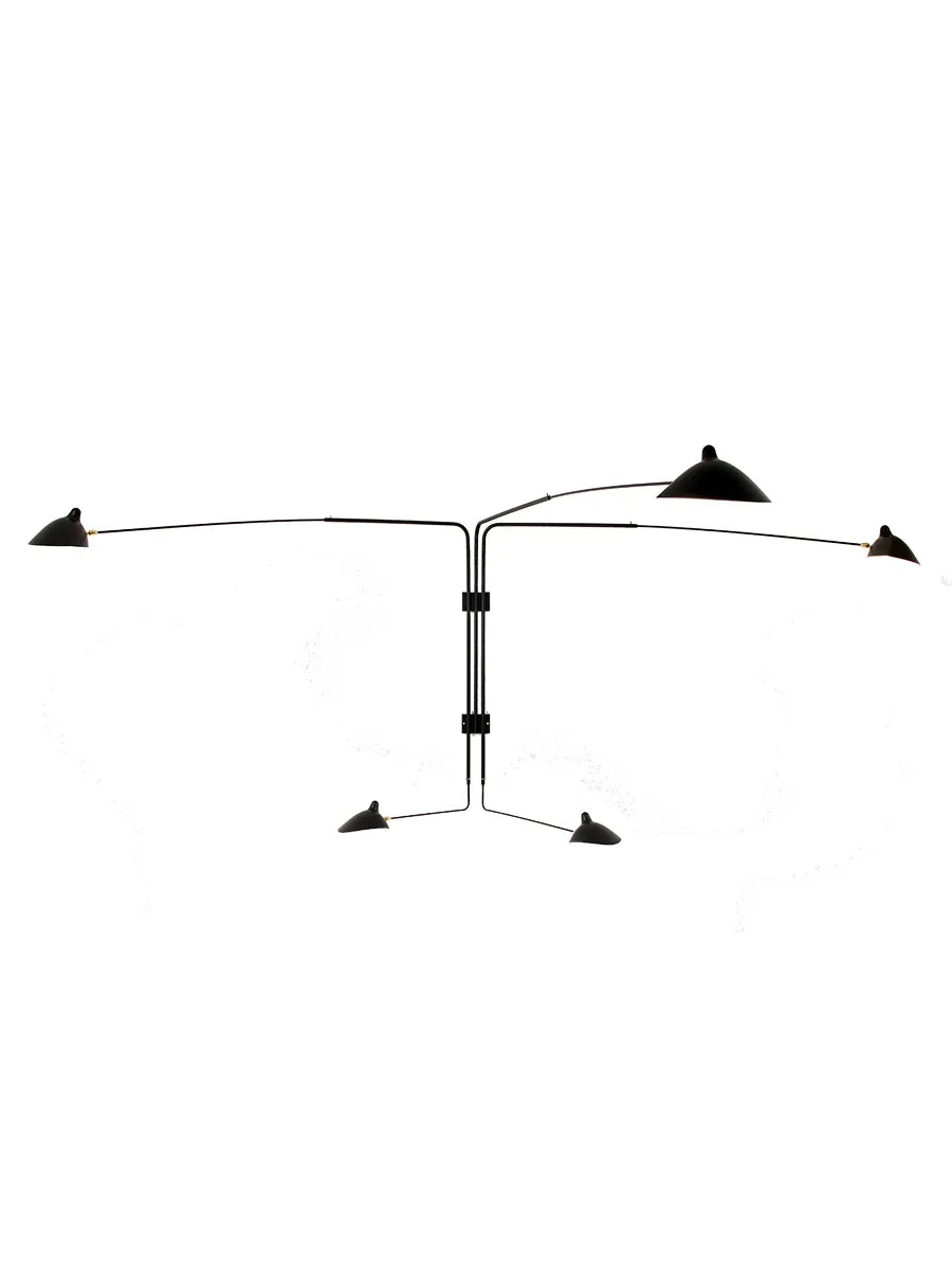 Big vägglampa med 5 roterbara raka armar av Serge Mouille - 1 - Jacobsen Plus