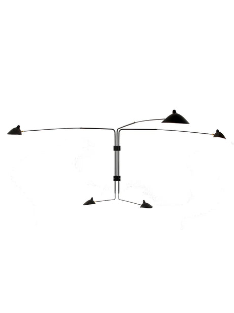 Big vägglampa med 5 roterbara raka armar av Serge Mouille - Jacobsen Plus