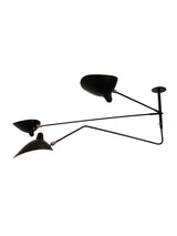 Ceiling Lamp med 2 fasta armar och 1 böjd roterande arm av Serge Mouille - 1 - Jacobsen Plus