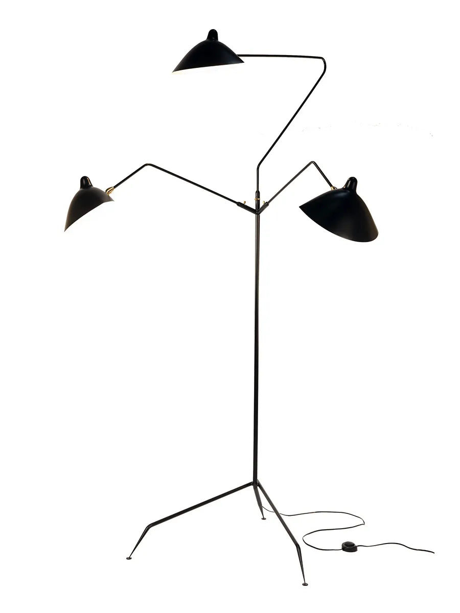 Golvlampa med 3 lamphuvuden/armar av Serge Mouille