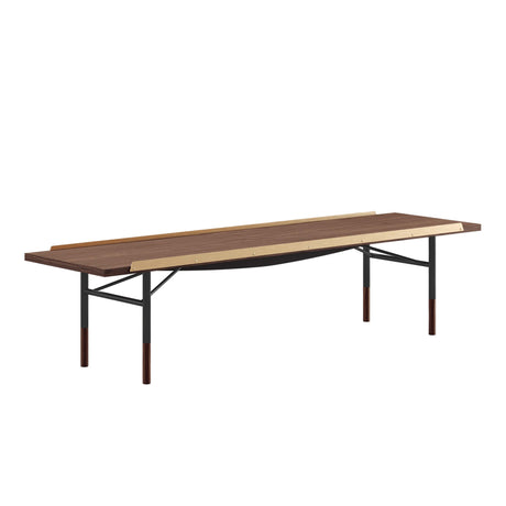 Bordbänk, svart stativ av Finn Juhl - Valnöt / 112 cm - Jacobsen Plus