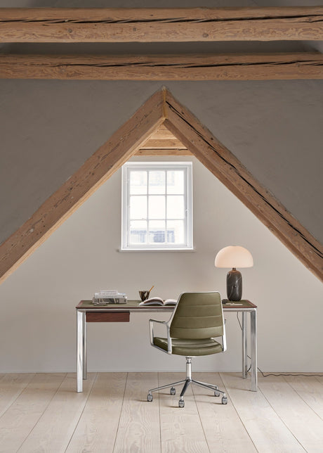 Vipp455+ Swivel Stol med hjul - Bosco grøn læder - Jacobsen Plus