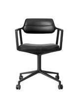 VIPP453 Swivel Chair med hjul från Vipp - Svart læder/svart stel - Jacobsen Plus