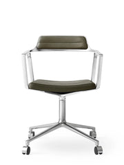 VIPP452 Swivel stol med hjul, bosco-grönt läder från Vipp