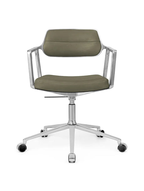 VIPP453 Swivel+ Stol med hjul, bosco-grönt läder från Vipp - Jacobsen Plus