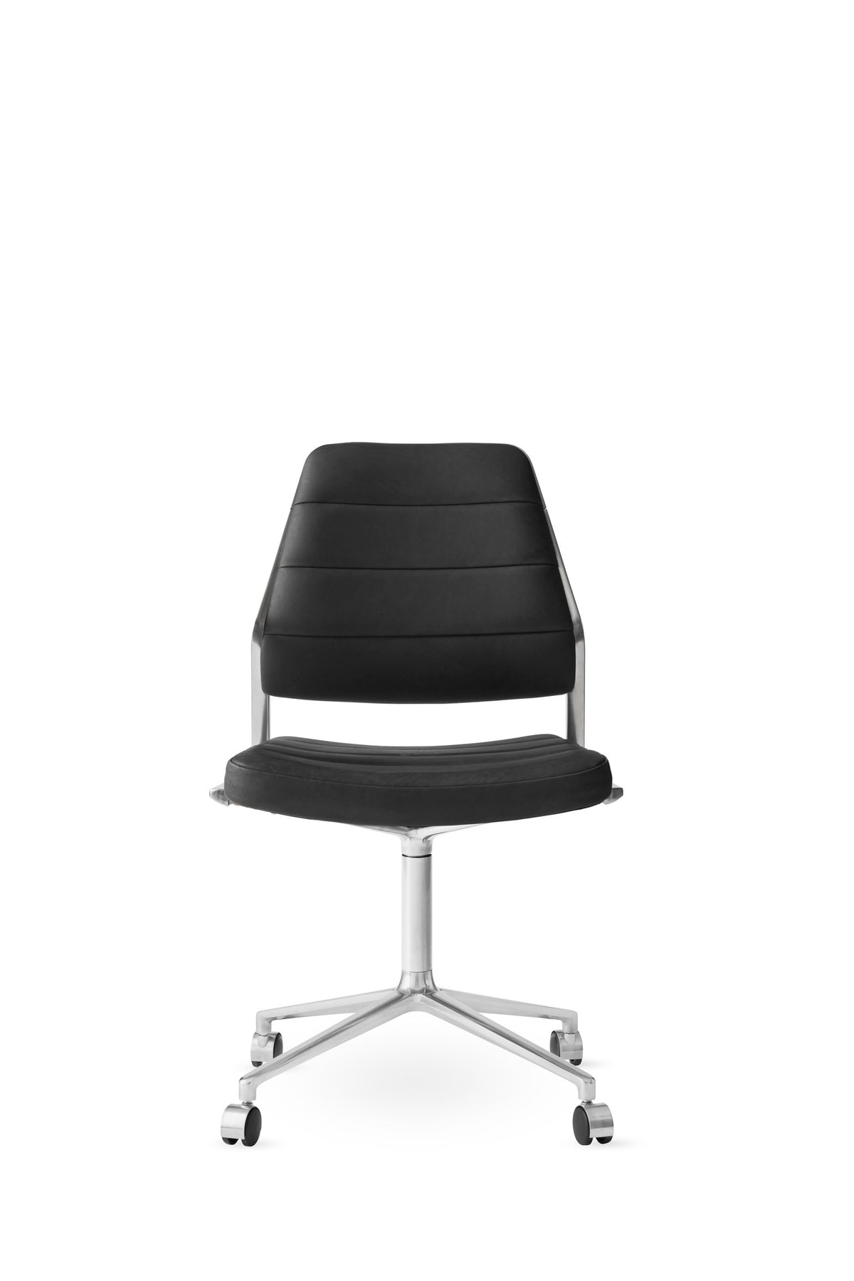 Vipp454 Swivel-stol med hjul - Svart læder - Jacobsen Plus