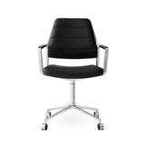 Vipp455 Swivel Chair med hjul - Svart læder - Jacobsen Plus