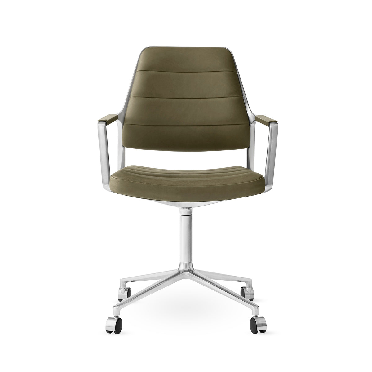Vipp455 Swivel Chair med hjul - Bosco grøn læder - Jacobsen Plus