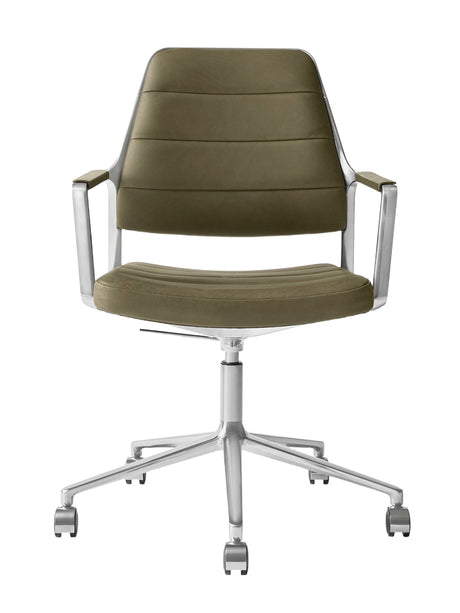 Vipp455+ Swivel Stol med hjul - Bosco grøn læder - Jacobsen Plus