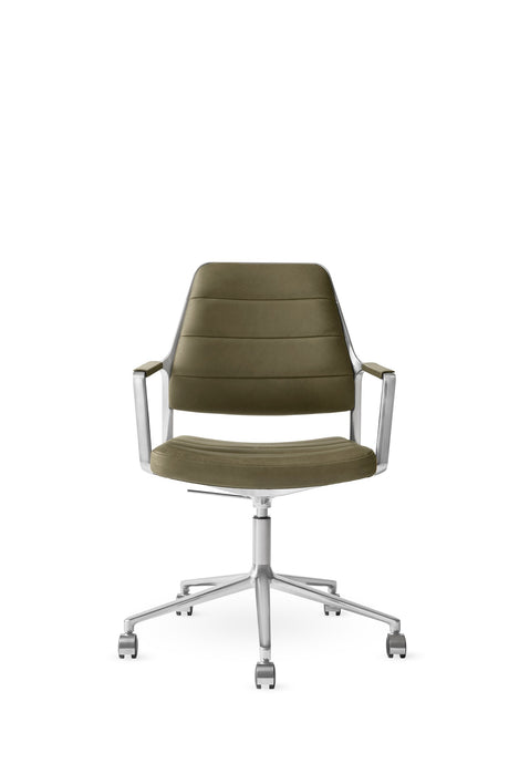 Vipp455+ Swivel Stol med hjul - Bosco grøn læder - Jacobsen Plus